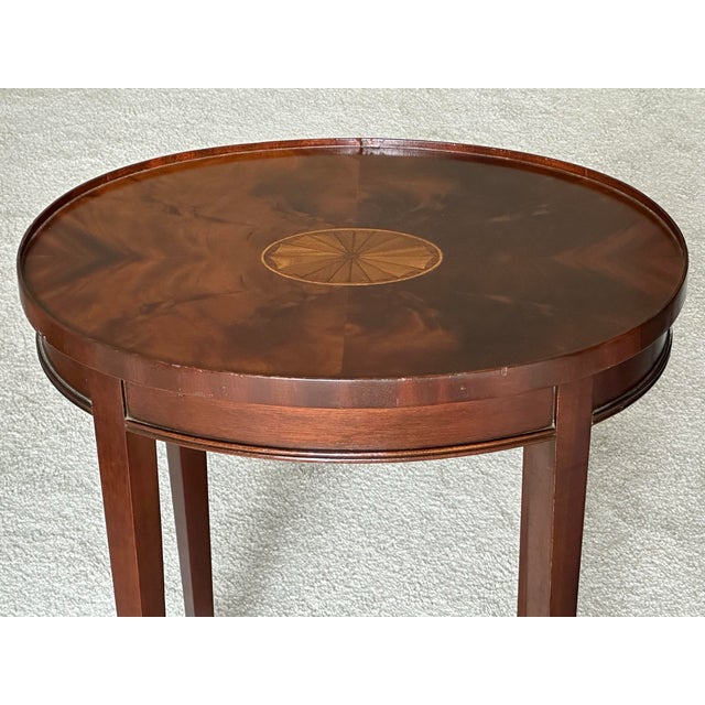 Traditional Vintage Council Craftsmen Furniture Drinks Table With Inlaid Shell Motif For Sale - Image 3 of 10