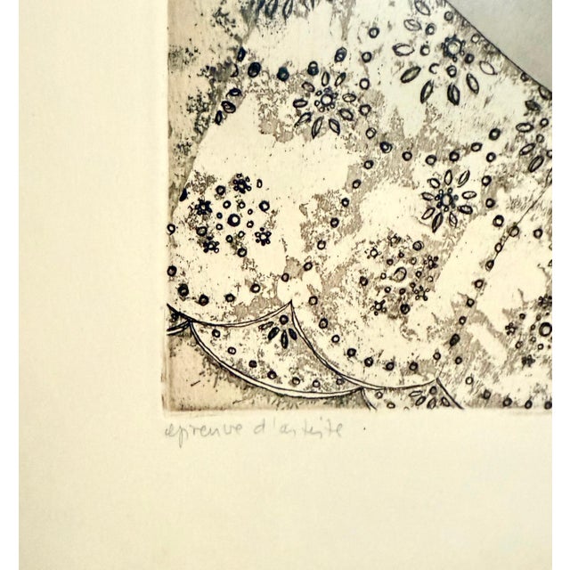 Printmaking Materials Cuca Romley, Hand Colored Etching Cuca Romley Naive Folk Art Young Girl Period Frame For Sale - Image 7 of 9