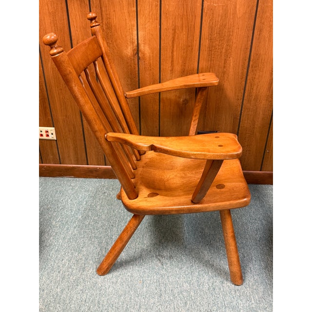 Wood 1930s Cushman Colonial Creations Searsburg Rock Maple Arm Chairs Set of 6 For Sale - Image 7 of 12