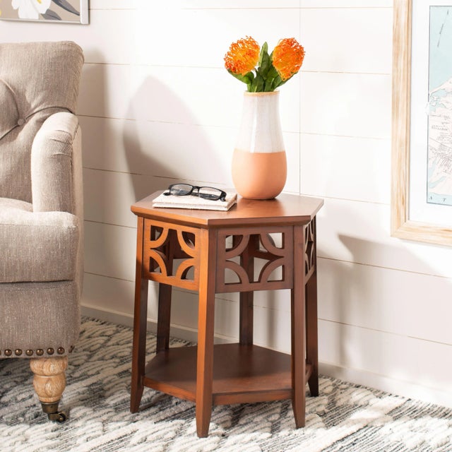 Modern Hexagon End Table in Brown For Sale - Image 3 of 4