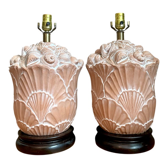 Vintage Frederick Cooper Shell Lamps - Pair For Sale