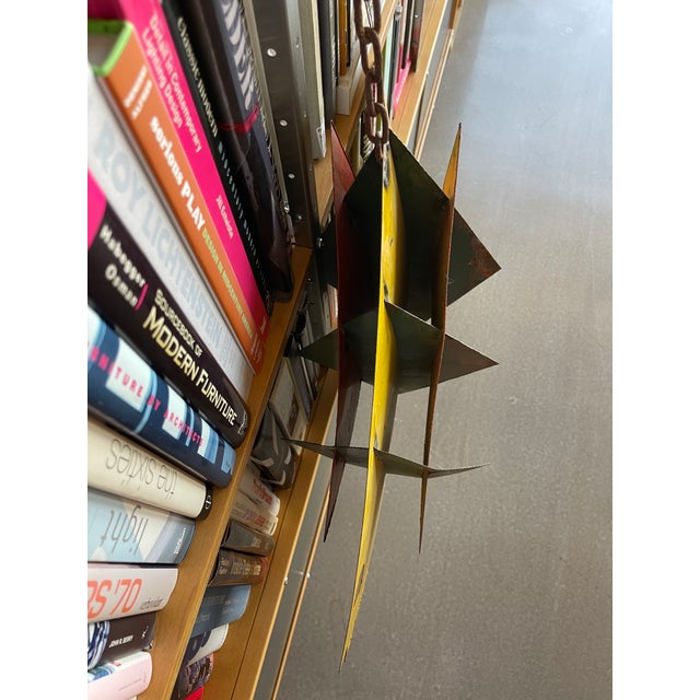 1970s Vintage Monumental Fish Metal Mobile Sculpture Calder Style Geometric Steel Brutalist For Sale - Image 11 of 12