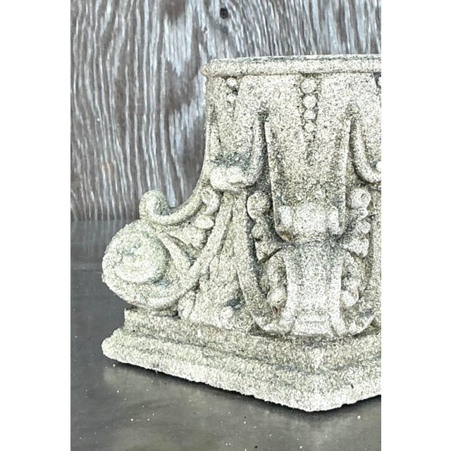 Vintage Regency Small Corinthian Column Base For Sale - Image 11 of 16