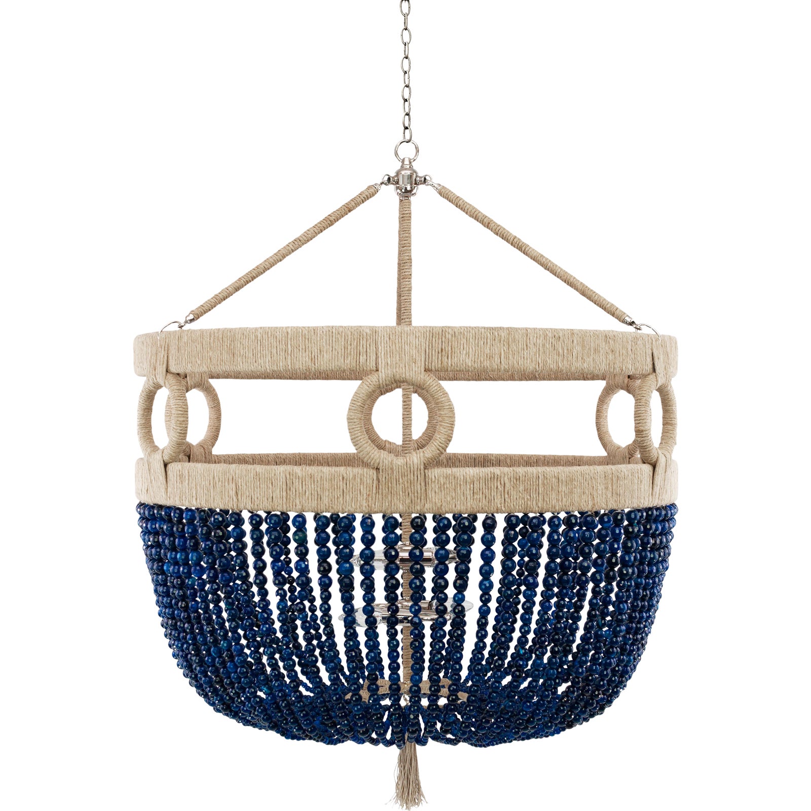 Frankie Malibu 30" Chandelier Navy Agate / Brass / Natural Chairish