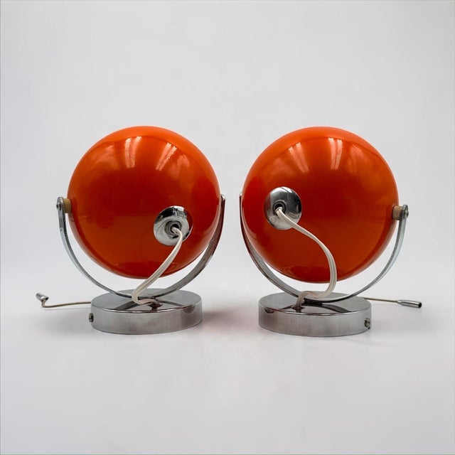 Metal Orange Eyeball Wall Lamps by Delmas, France, 1970s, Set of 2 For Sale - Image 7 of 15
