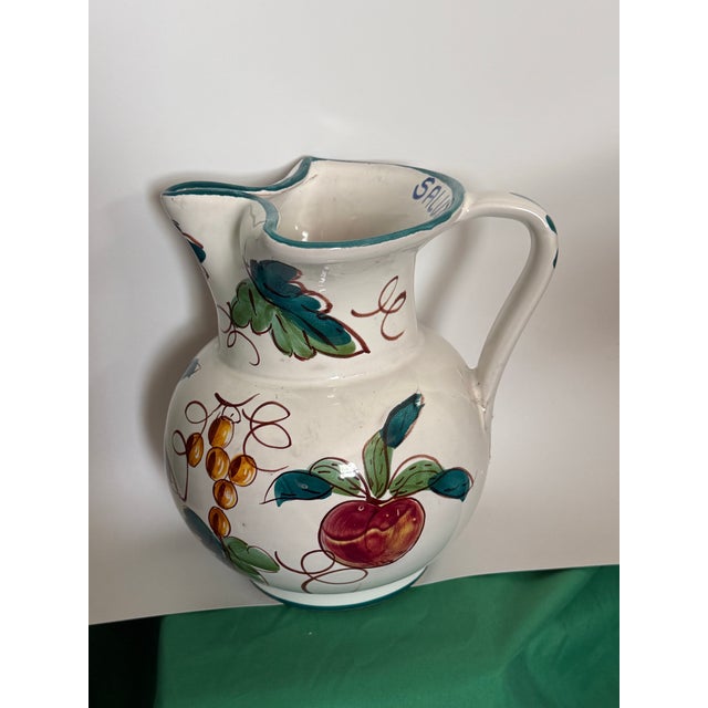 Antique White 1940's Italian Vintage Hand Painted "Made in Italy Prince Macaroni Spaghetti" Lowell Mass Pitcher For Sale - Image 8 of 16