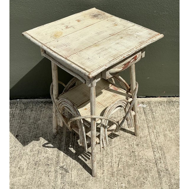 Vintage Primitive Wood Side Table For Sale - Image 10 of 12