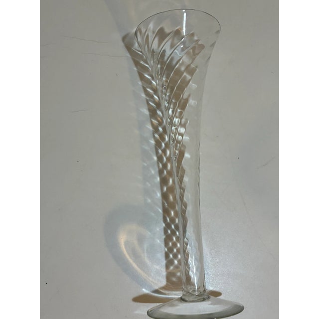Set of 7 Champagne Flutes Mouth Blown Glass W/ Hollow Stem For Sale In Philadelphia - Image 6 of 6