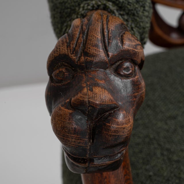 1900s French Baroque Revival Oak Armchair with Upholstered Cushions For Sale - Image 13 of 18