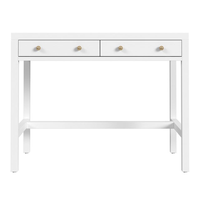Spritely Home Accent Furniture Nora 40 in. W Rectangular Wood 2 Drawer Writing Desk, White For Sale - Image 4 of 8