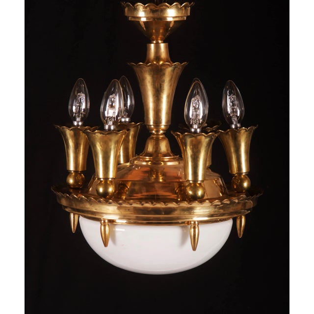 1920s Art Deco Brass Chandelier, 1920s For Sale - Image 5 of 7