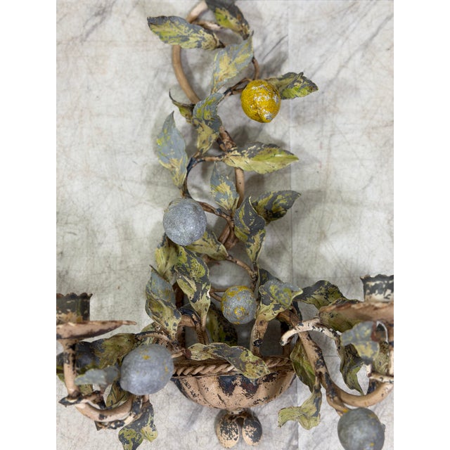 Vintage Tole Wall Sconces, a Pair For Sale - Image 9 of 10