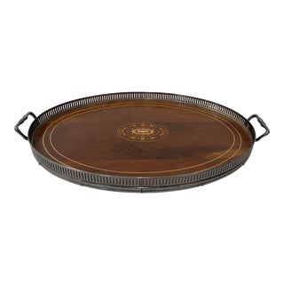 Early 20th Century Walnut Serving Tray With Inlay For Sale
