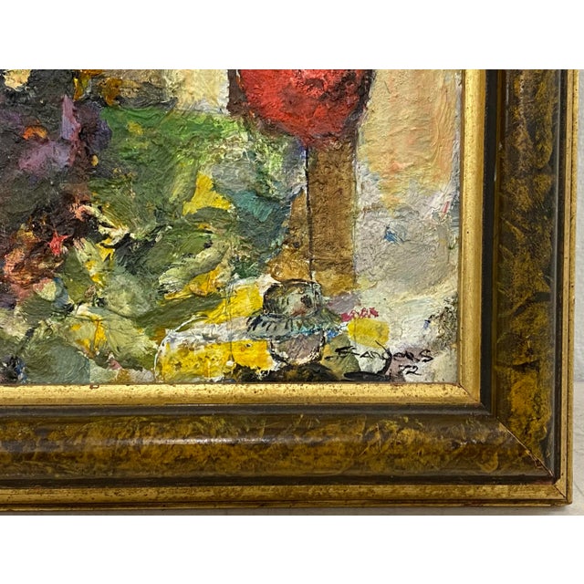Impressionist Vintage Oil Painting "The Red Balloon" by Sanders C.1972 For Sale - Image 3 of 9