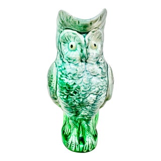 Antique Majolica Owl Pitcher by Morley & Co For Sale