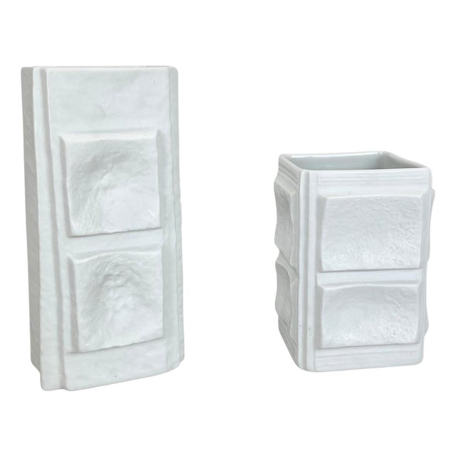 Op Art Vases attributed to Martin Freyer for Rosenthal, Germany, 1970s, Set of 2 For Sale