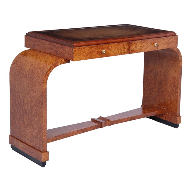 Art Deco French Writing Table in Burr Yew, 1925 For Sale