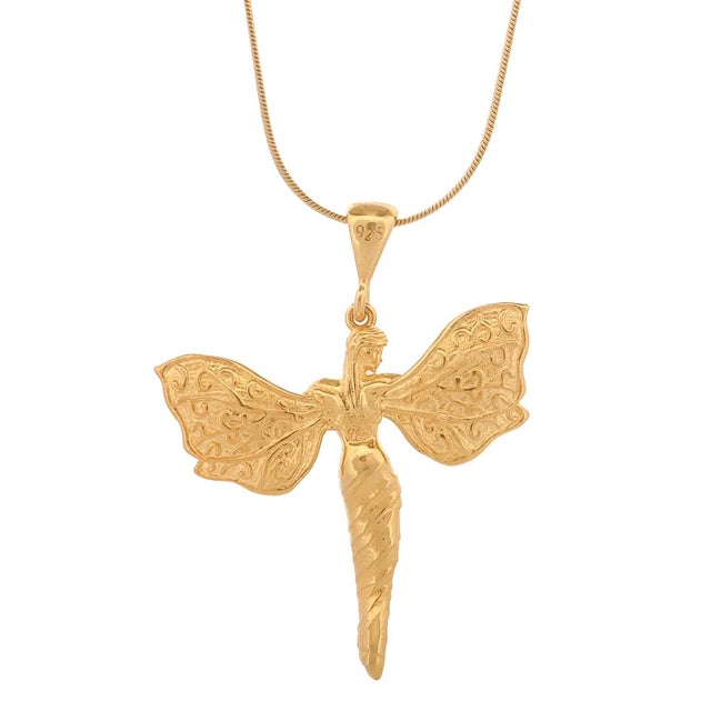 Heavenly Guardian Gold Vermeil Necklace For Sale In Miami - Image 6 of 12
