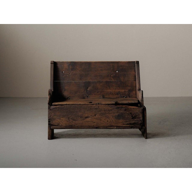 Alpine Folk Art Larch Storage Bench, Piedmont, Italy, Late 18th Century For Sale - Image 10 of 16