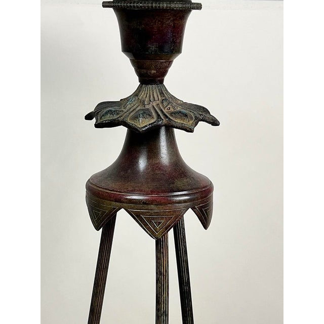Vintage Verdigris Bronze Neoclassical Style Glass End Table For Sale - Image 4 of 8
