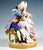 Exceptional meissen porcelain group of the 19th century: young mother in elaborate rococo house dress: ruched wide long...