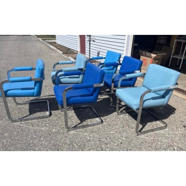 1970s Mid-Century Milo Baughman for Thayer Coggin Institutional Cantilever Chairs -Set of 6 For Sale - Image 5 of 12