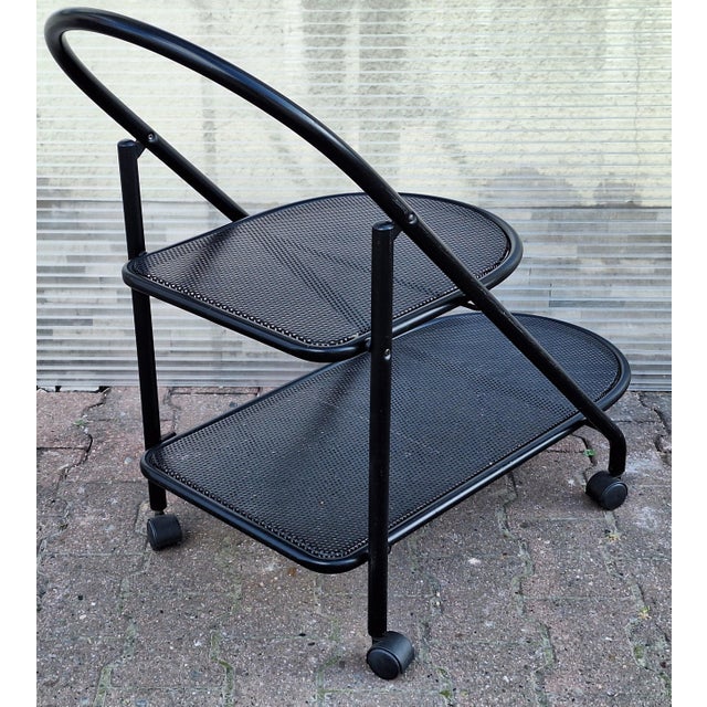 Postmodern Postmodern Metal Serving Trolley in Black Lacquered Metal, 1980s For Sale - Image 3 of 8