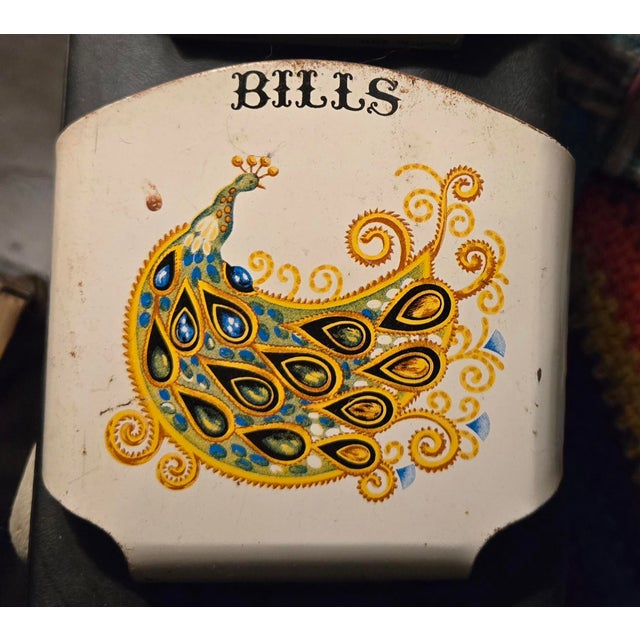 1960s 1960s Mid-Century Modern Kitchen Organization Pair – Peacock 3-Tier Mail Sorter & Tin Trading Stamp Saver Shopping Reminder Unit For Sale - Image 5 of 8