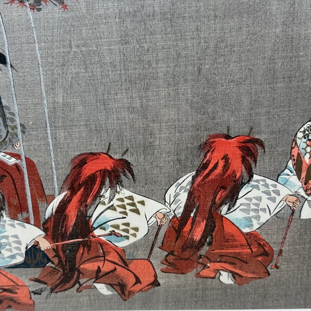 Glass Antique Japanese Original Woodblock Print Pair by Tsukioka Kōgyo (1927), Signed & Framed For Sale - Image 7 of 8