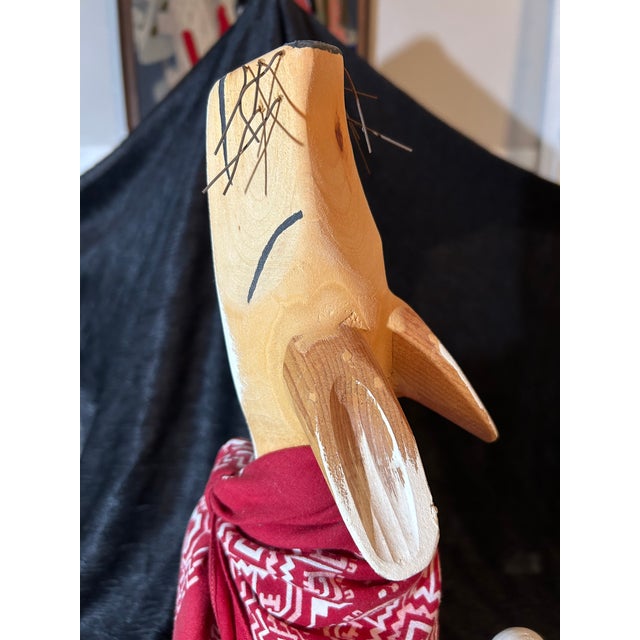 1980s Vintage Folk Art Howling Coyote Wood Carving by Jorge Rodriguez Santa Fe For Sale - Image 5 of 9