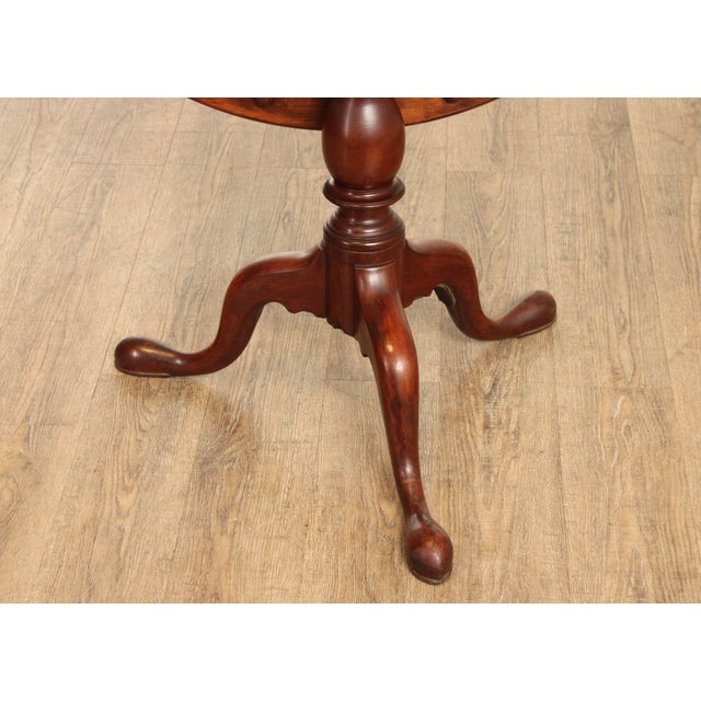 Antique Queen Anne Style Solid Mahogany Round Tilt-Top Table For Sale - Image 11 of 12