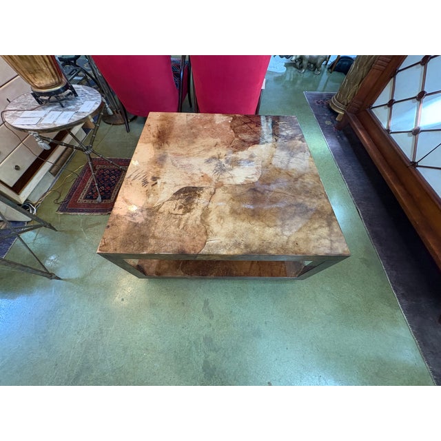 1980s 1980s Karl Springer Attributed Lacquered Goatskin Cocktail Table For Sale - Image 5 of 12