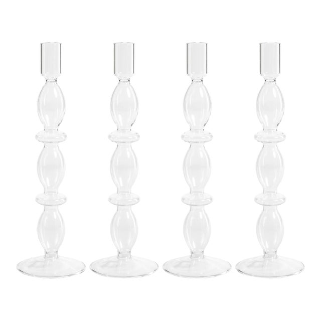 Salerno Glass Taper Candle Holders, Set of 4 For Sale