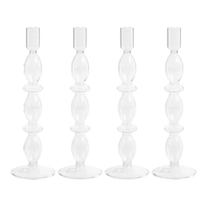 Salerno Glass Taper Candle Holders, Set of 4