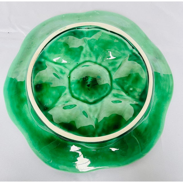 Antique 1920s French Sarreguemines Majolica Green Oyster Plate For Sale - Image 9 of 13