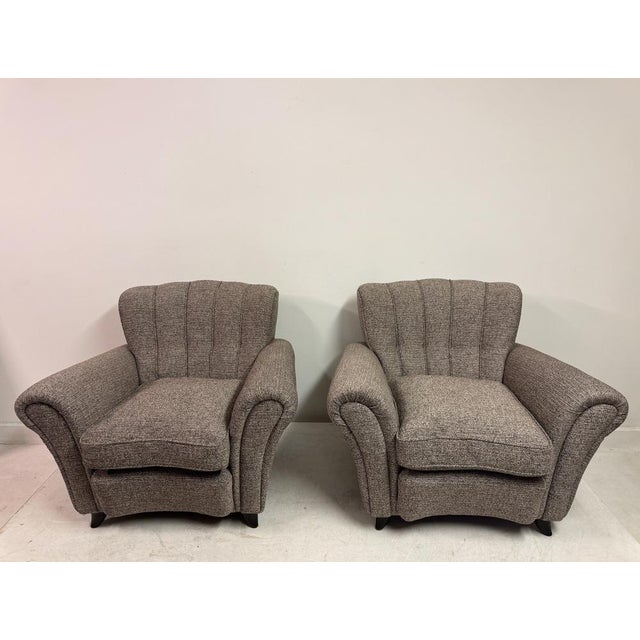 Mid-Century Modern Large Italian Armchairs by Guglielmo Ulrich, 1940s, Set of 2 For Sale - Image 3 of 15