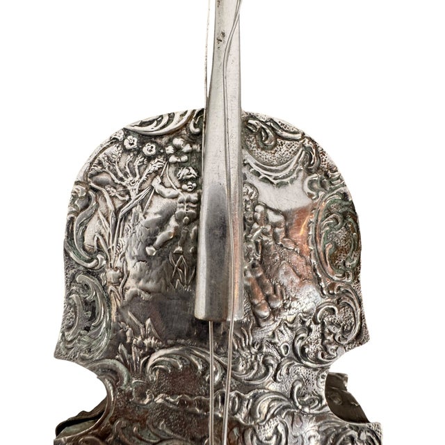 The 1880s Hanau Cello: A Virtuoso Repoussé Musical Miniature For Sale - Image 9 of 17