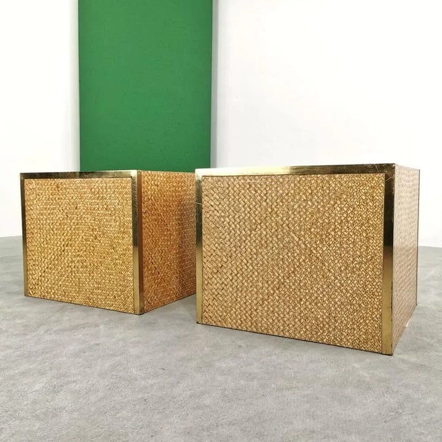 Vintage Bedside Tables in Brass Bamboo and Rattan in Southern Nurseries, 1970s, Set of 2 For Sale - Image 10 of 11