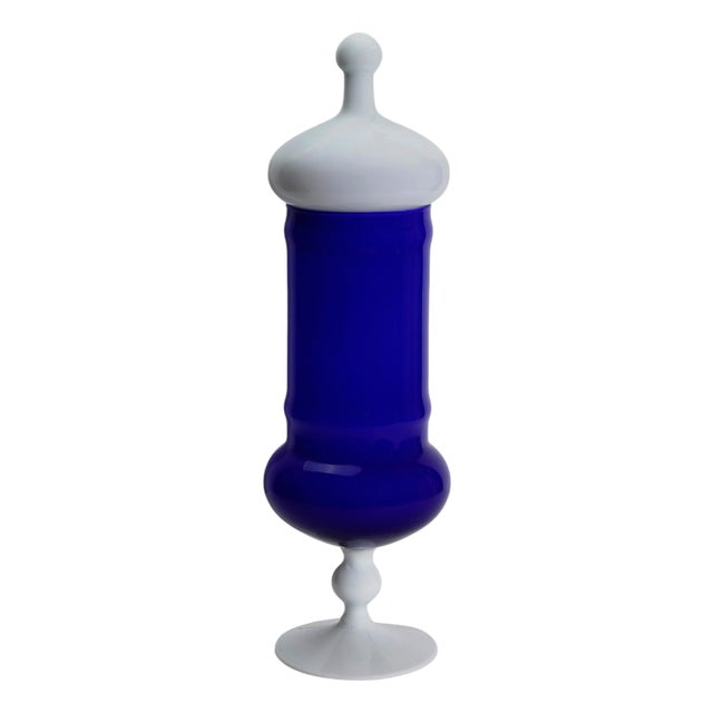 Apothecary Jar in Cobalt Blue Cased Glass by Carlo Moretti, Italy, 1960s For Sale