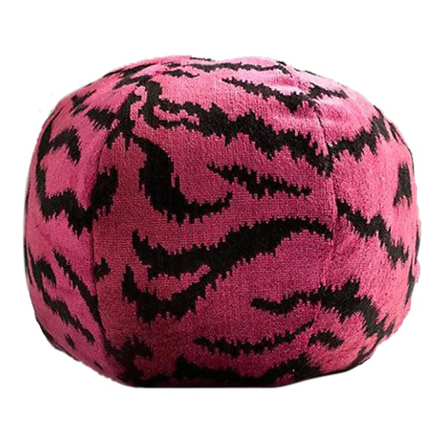 The House of Scalamandré Tigre Sphere Pillow, Reds & Black For Sale
