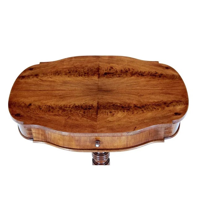 19th Century Carved Flame Mahogany Side Table For Sale - Image 4 of 9