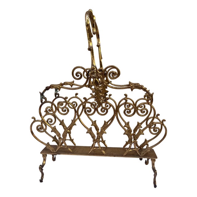 20th Century Baroque Italian Magazine Rack in Brass, 1890s For Sale