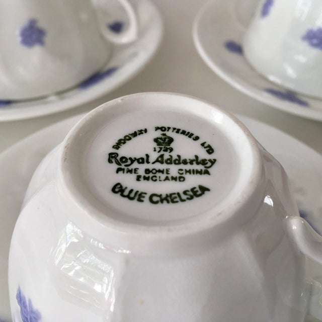 Vintage Adderley Blue Chelsea Pattern Fine Bone China Cups & Saucers Set of 5 Chairish