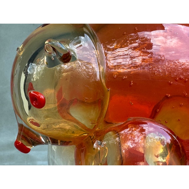 Italian Murano Style Amber Red Glass Bear Sculpture, 1950s For Sale - Image 13 of 18