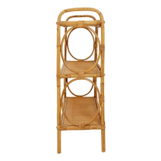 Vintage Bohemian Style Three-Tier Rattan Shelf, 1960s For Sale