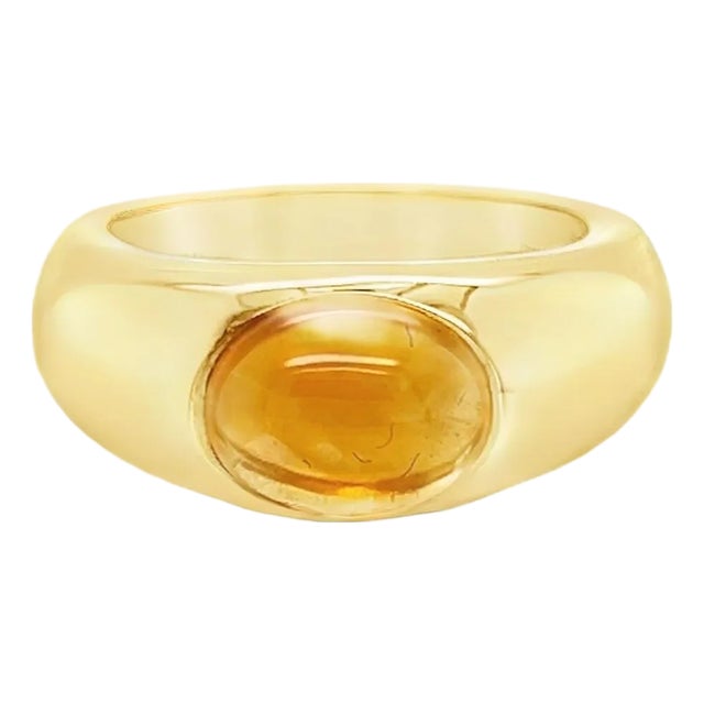 Tiffany & Co. Citrine Cabochon 18k Yellow Gold Dome Ring, Size 5 For Sale