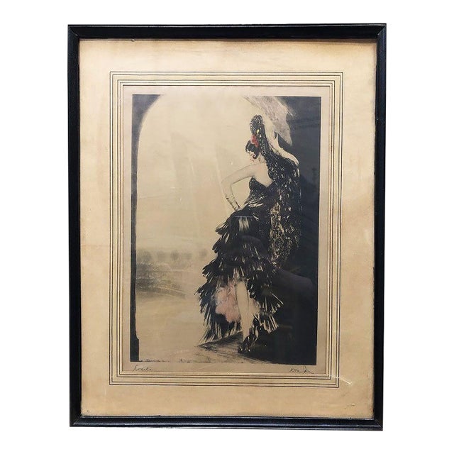 1920s Art Deco Era "Rosita" Colored Etching Signed Don Jose in Original Frame For Sale