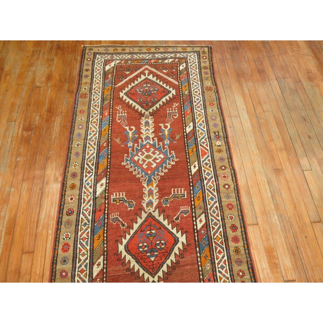 Antique Zabihi Collection Tribal Geometric Persian Runner - 3'4" x 13'2" For Sale - Image 10 of 10