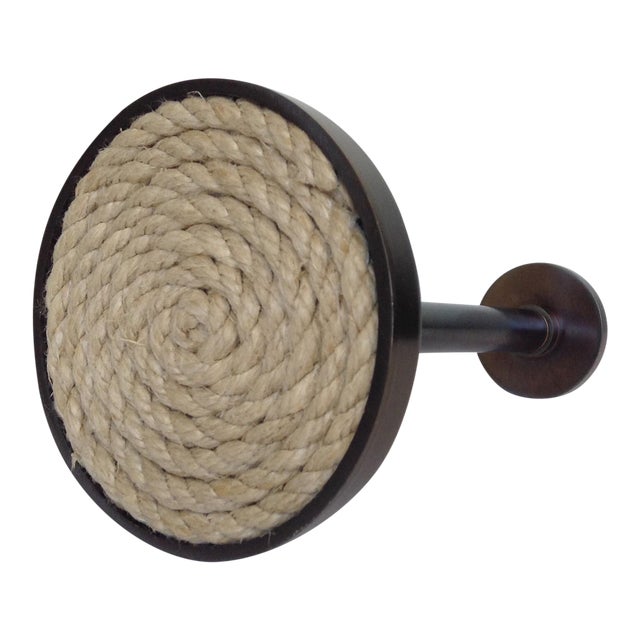 C.1990s German Brushed Bronze Brown Nickel Tieback With Nautical Rope Detail For Sale