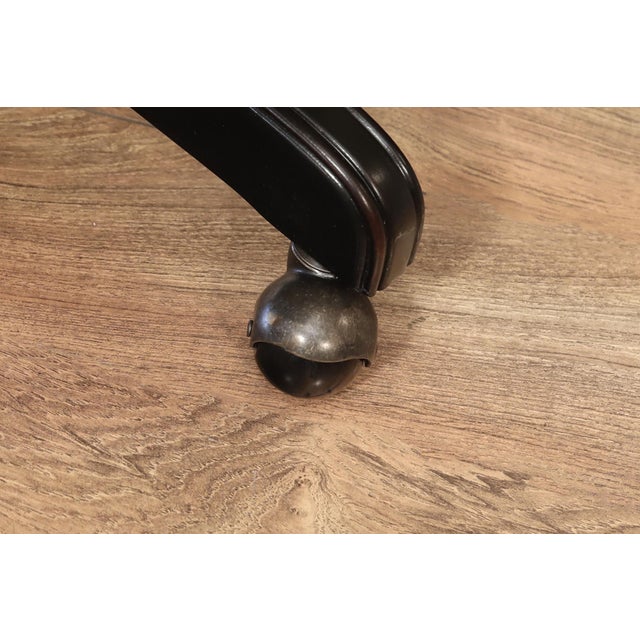 Animal Skin Black and Borwn Glazed Leather Executive Chair With Nail Trim and Umbria Finish Frame For Sale - Image 7 of 8